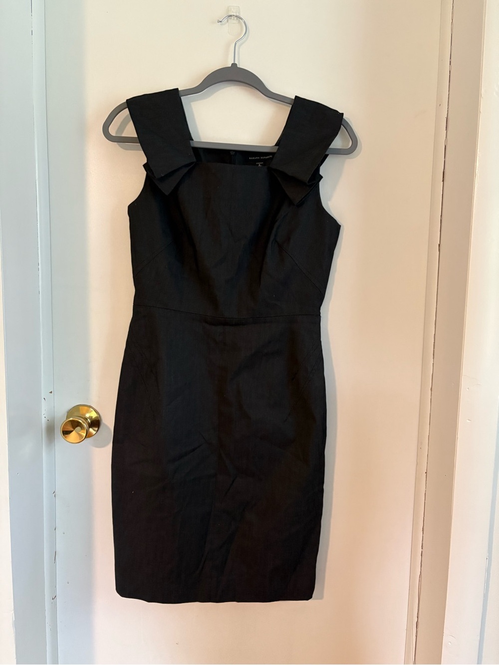 Banana Republic Black Sleeveless Sheath Dress with Accent Collar